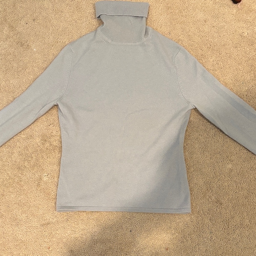 TSE 100% Cashmere Turtleneck Sweater Light Blue/Gray Size Small